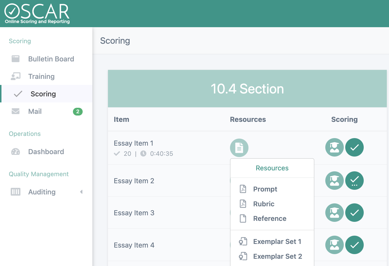 Scoring Resources – OSCAR Support